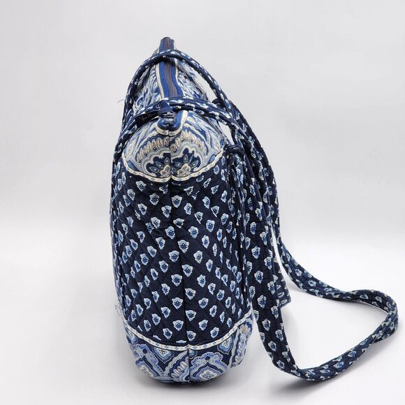 Vera Bradley Vintage 2000s Nantucket Navy Blue Quilted Tote Shoulder Bag - Picture 4 of 12